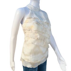 Cream & Gold Tiered Chiffon Blouse